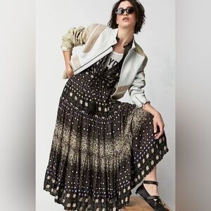 Free People RARE Feelings Tiered Maxi Boho Whimsigoth Dress Multicolor Size M